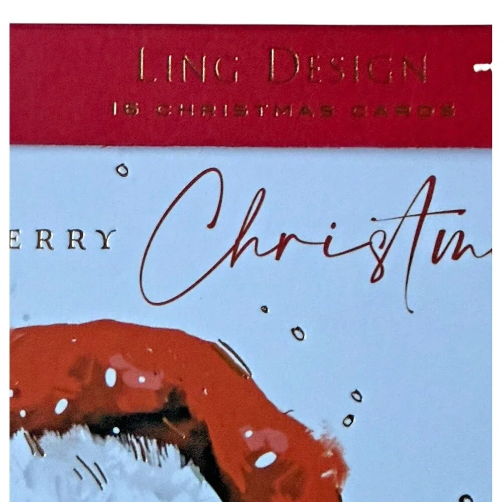 Ling Design Luxury Christmas Cards Dacshsund Santa Hat Dog Holly Ivy Set of 16